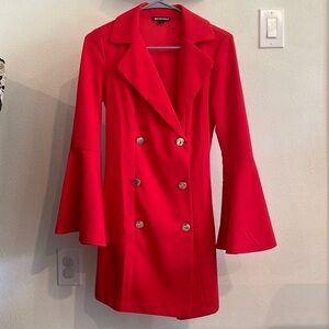 Red blazer dress with flare sleeves, size S brand new